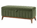 Panca contenitore 120 cm in velluto verde con gambe in legno - stile moderno