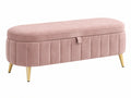 Panca contenitore 100 x 40 cm in velluto rosa con gambe in metallo stile glamour