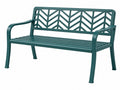 Panchina da giardino 122 x 61 x 89 cm in metallo verde con schienale decorativo