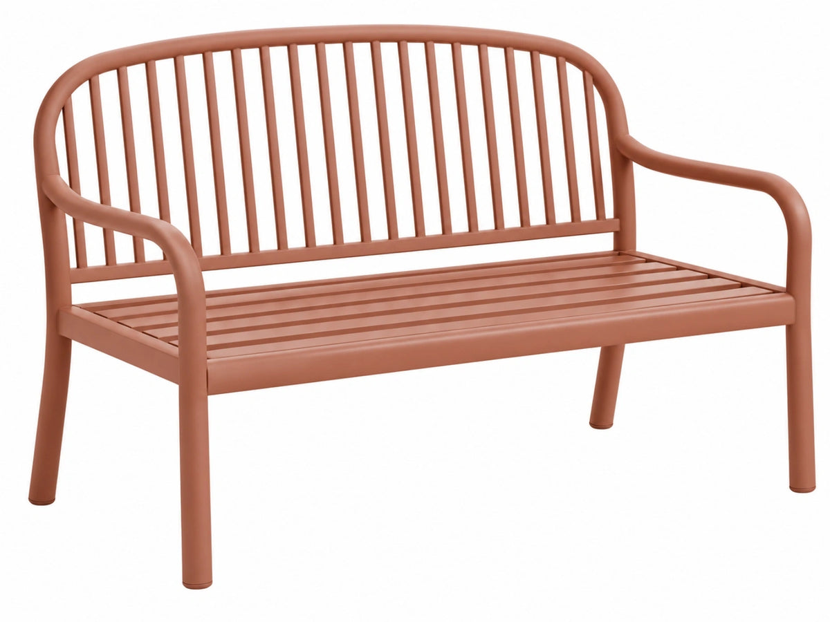 Panchina da giardino 120 x 60 x 85 cm in metallo terracotta stile moderno