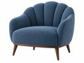 Poltrona 85 x 82 x 88 cm in tessuto blu con gambe in legno stile moderno