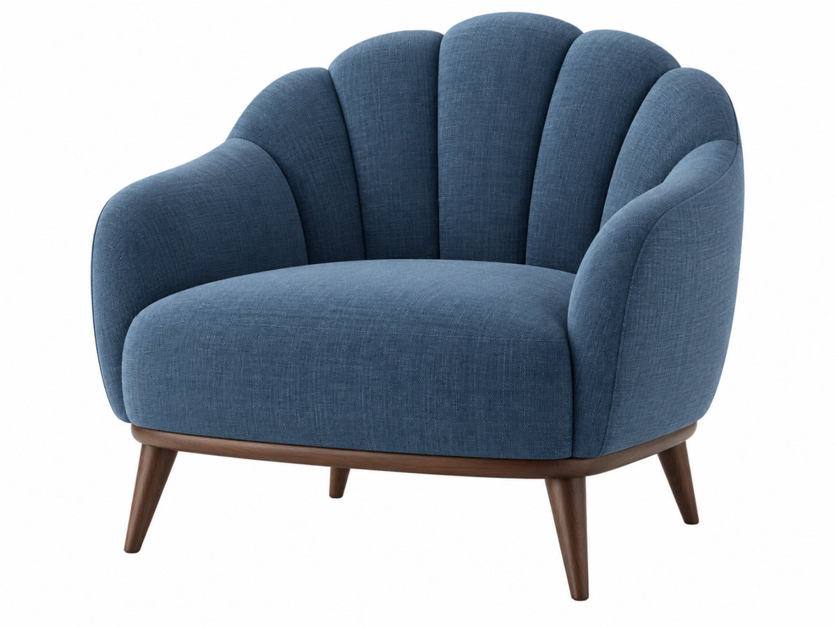 Poltrona 85 x 82 x 88 cm in tessuto blu con gambe in legno stile moderno