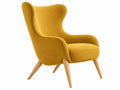 Poltrona 75 x 80 x 105 cm in tessuto senape con gambe in legno - schienale alto