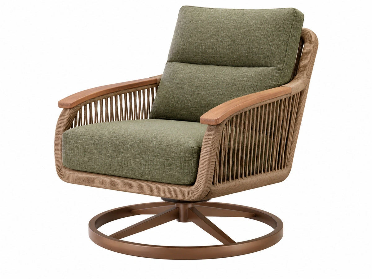 Poltrona girevole 80 x 85 x 95 cm in tessuto verde con struttura intrecciata
