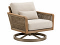 Poltrona girevole 78 x 82 x 88 cm in legno e corda beige per esterno stile contemporaneo