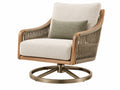 Poltrona girevole 82 x 86 x 92 cm in legno e corda beige stile contemporaneo