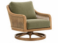 Poltrona girevole 80 x 80 x 85 cm in legno e fibra intrecciata verde stile naturale