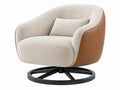 Poltrona girevole 86 x 82 x 78 cm in tessuto bouclé beige e rivestimento marrone stile moderno