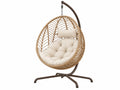 Poltrona sospesa 105 x 105 x 195 cm in fibra intrecciata beige con supporto in acciaio marrone