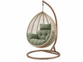Poltrona sospesa 105 x 105 x 195 cm in rattan sintetico beige con struttura in metallo marrone per interno ed esterno