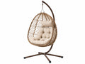 Poltrona sospesa 105 x 105 x 195 cm in rattan sintetico beige e metallo marrone stile boho