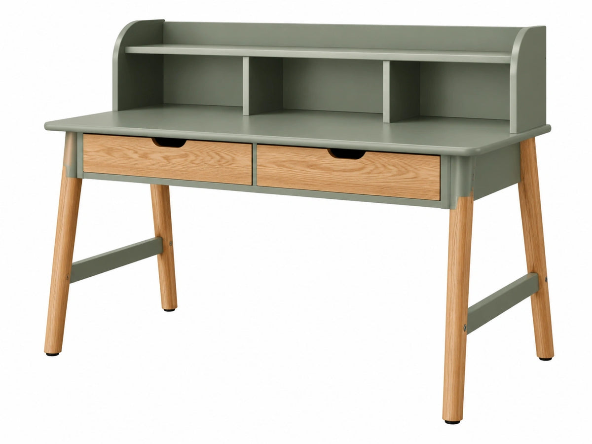 Scrivania 120 x 60 x 110 cm in legno verde e naturale con cassetti e ripiani