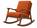 Sedia a dondolo 70 x 90 x 100 cm in legno e tessuto arancione con braccioli