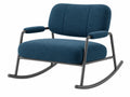Sedia a dondolo 75 x 85 x 90 cm in tessuto blu con struttura in metallo nero - stile moderno